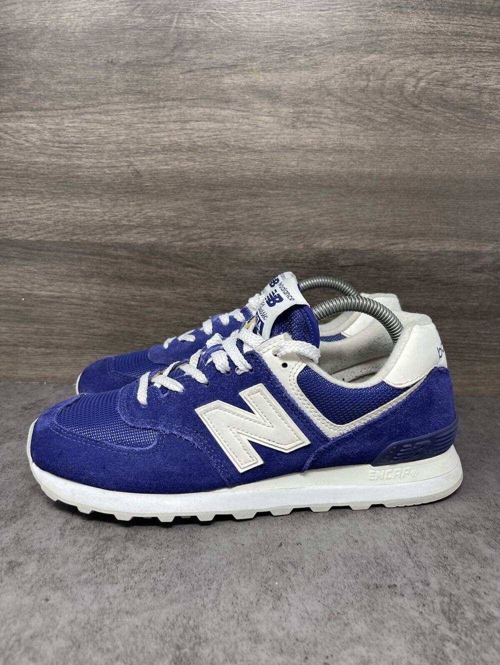 New Balance 574 Size 7 Mens Purple Blue White Suede ENCAP Classic Sneakers